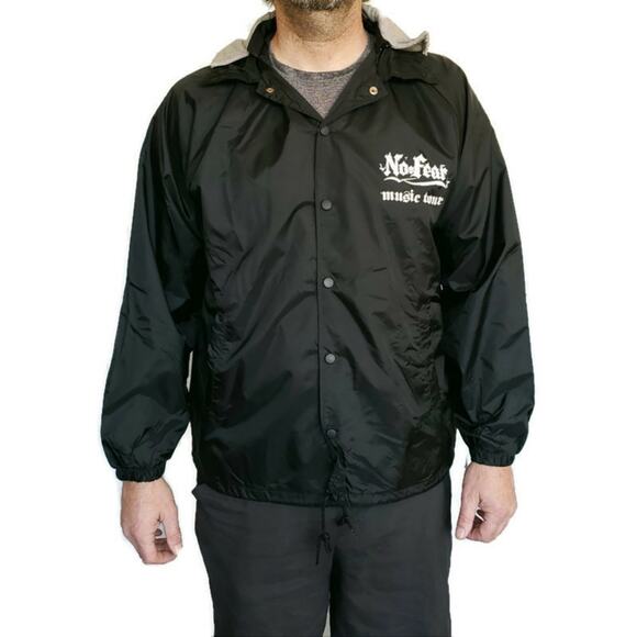 NO FEAR Music Tour windbreaker black hooded snap front jacket Size Large NEW - Picture 6 of 6